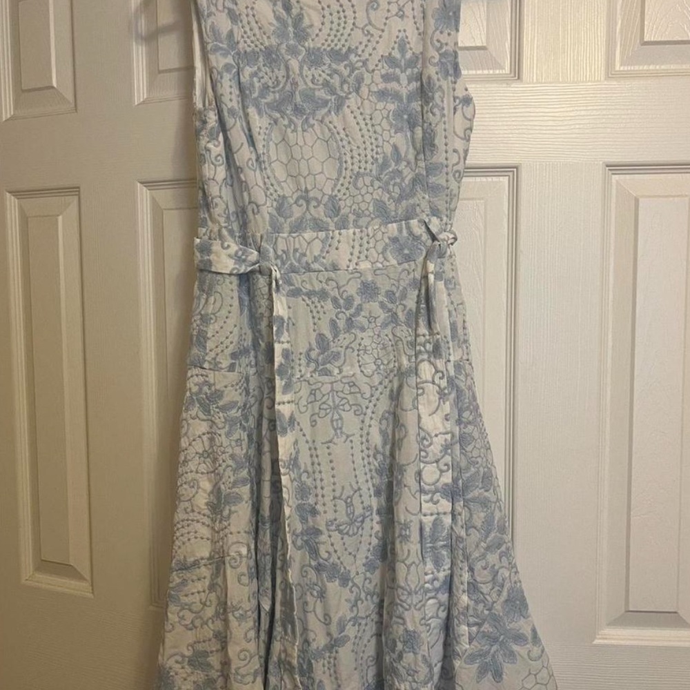 Calvin Klein Blue and White Lace Dress